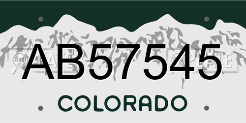 AB57545 Colorado License Plate