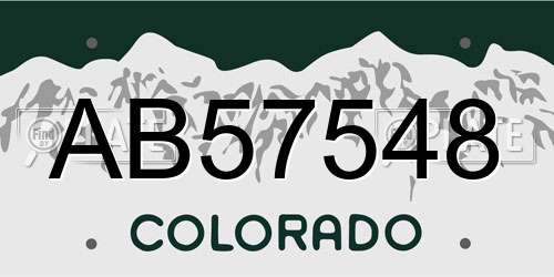AB57548 Colorado License Plate