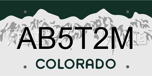 AB5T2M Colorado License Plate