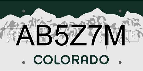 AB5Z7M Colorado License Plate