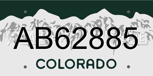 AB62885 Colorado License Plate