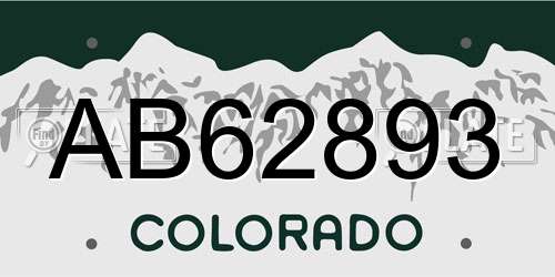 AB62893 Colorado License Plate