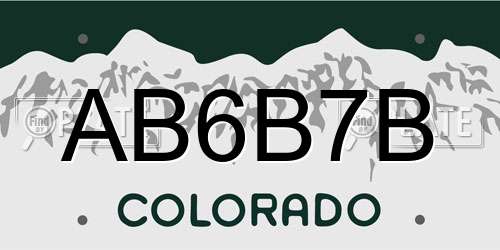 AB6B7B Colorado License Plate