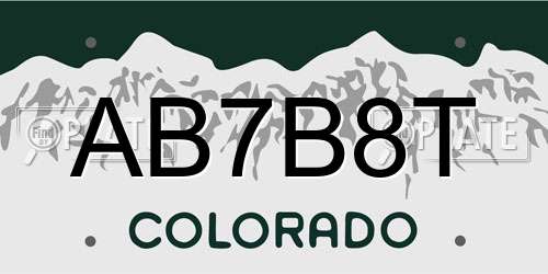 AB7B8T Colorado License Plate