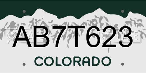 AB7T623 Colorado License Plate