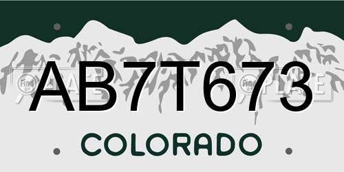 AB7T673 Colorado License Plate