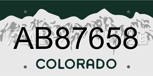 AB87658 Colorado License Plate