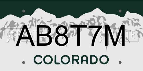 AB8T7M Colorado License Plate