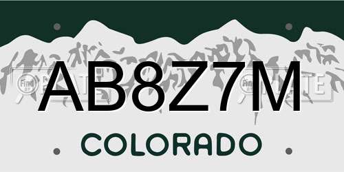 AB8Z7M Colorado License Plate