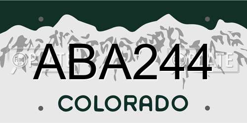 ABA244 Colorado License Plate