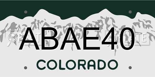 ABAE40 Colorado License Plate
