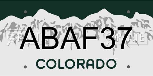 ABAF37 Colorado License Plate