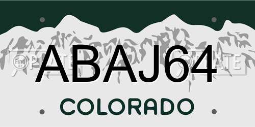 ABAJ64 Colorado License Plate