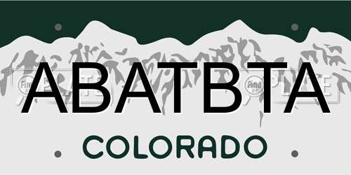 ABATBTA Colorado License Plate