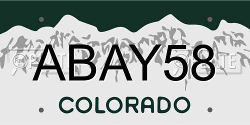 ABAY58 Colorado License Plate