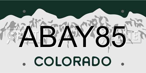 ABAY85 Colorado License Plate