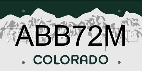 ABB72M Colorado License Plate