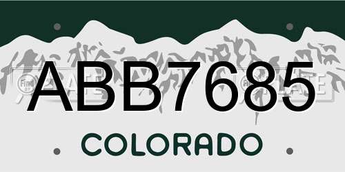 ABB7685 Colorado License Plate