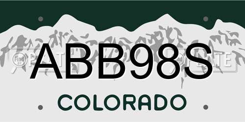 ABB98S Colorado License Plate