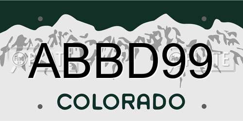 ABBD99 Colorado License Plate