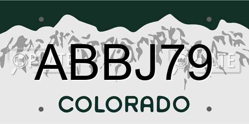 ABBJ79 Colorado License Plate