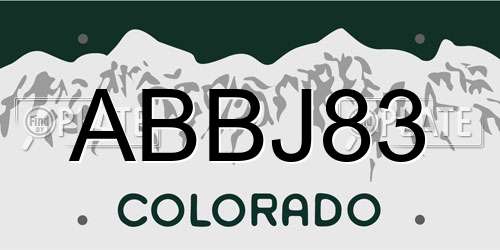 ABBJ83 Colorado License Plate
