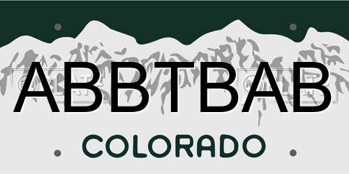 ABBTBAB Colorado License Plate
