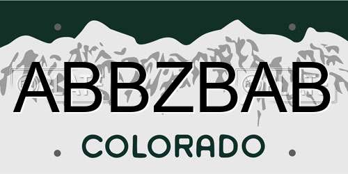 ABBZBAB Colorado License Plate