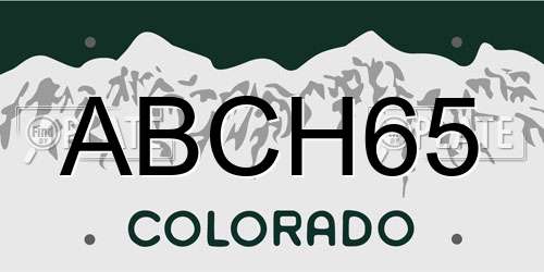 ABCH65 Colorado License Plate
