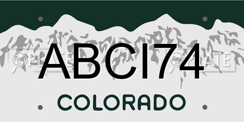 ABCI74 Colorado License Plate