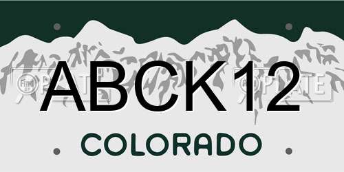 ABCK12 Colorado License Plate