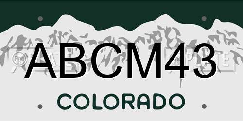 ABCM43 Colorado License Plate