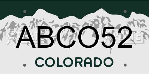 ABCO52 Colorado License Plate