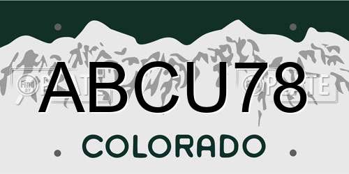 ABCU78 Colorado License Plate