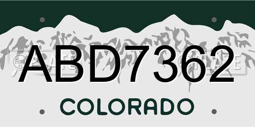 ABD7362 Colorado License Plate