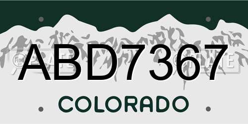 ABD7367 Colorado License Plate
