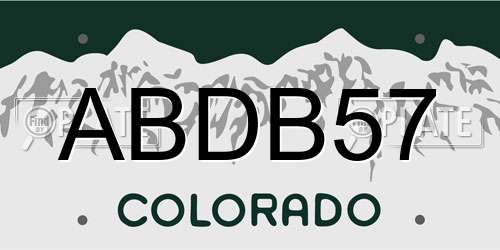 ABDB57 Colorado License Plate