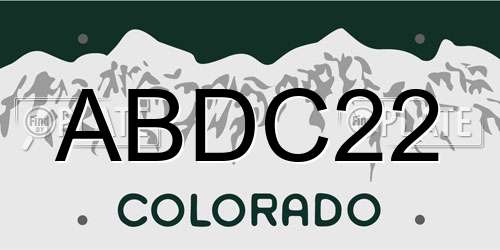 ABDC22 Colorado License Plate