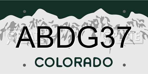 ABDG37 Colorado License Plate