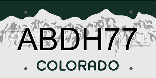 ABDH77 Colorado License Plate