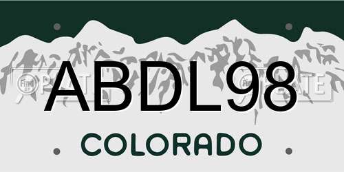 ABDL98 Colorado License Plate