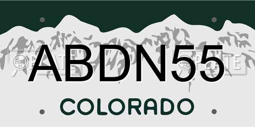 ABDN55 Colorado License Plate