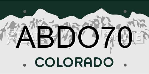ABDO70 Colorado License Plate
