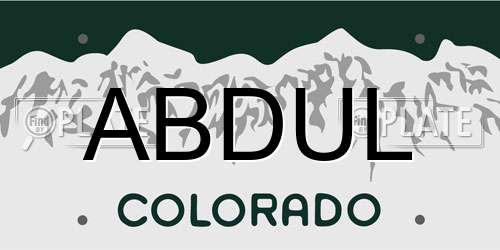 ABDUL Colorado License Plate