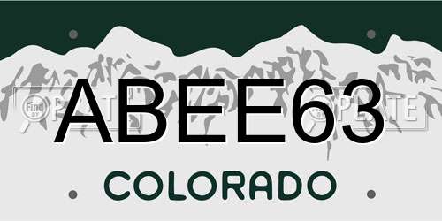 ABEE63 Colorado License Plate