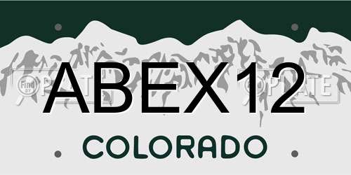 ABEX12 Colorado License Plate