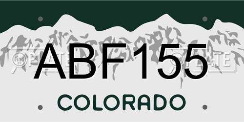 ABF155 Colorado License Plate