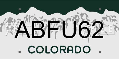 ABFU62 Colorado License Plate