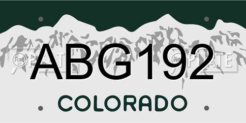 ABG192 Colorado License Plate