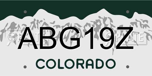 ABG19Z Colorado License Plate